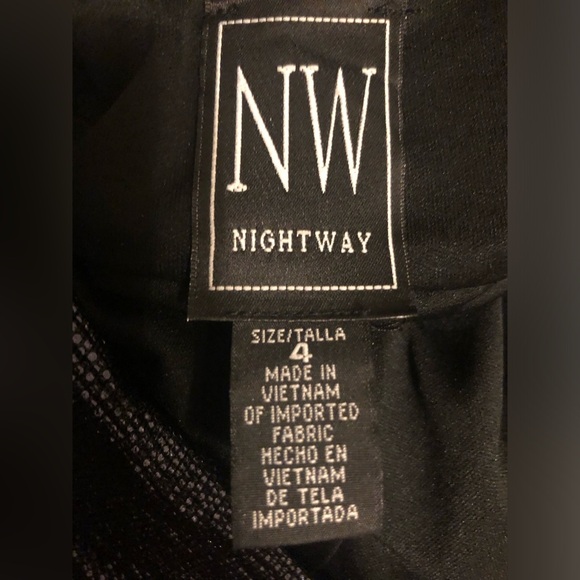 NWT NIGHTWAY Navy Long Sleeve Jewel Neck Knee Length Evening Sheath Dress Sz:4 - Picture 14 of 16